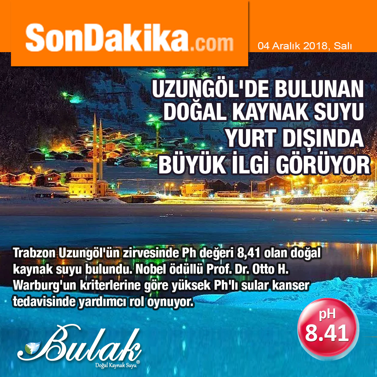 SonDakika: Türkiye'nin En Yüksek pH'lı Suyu Uzungöl'de Bulundu
