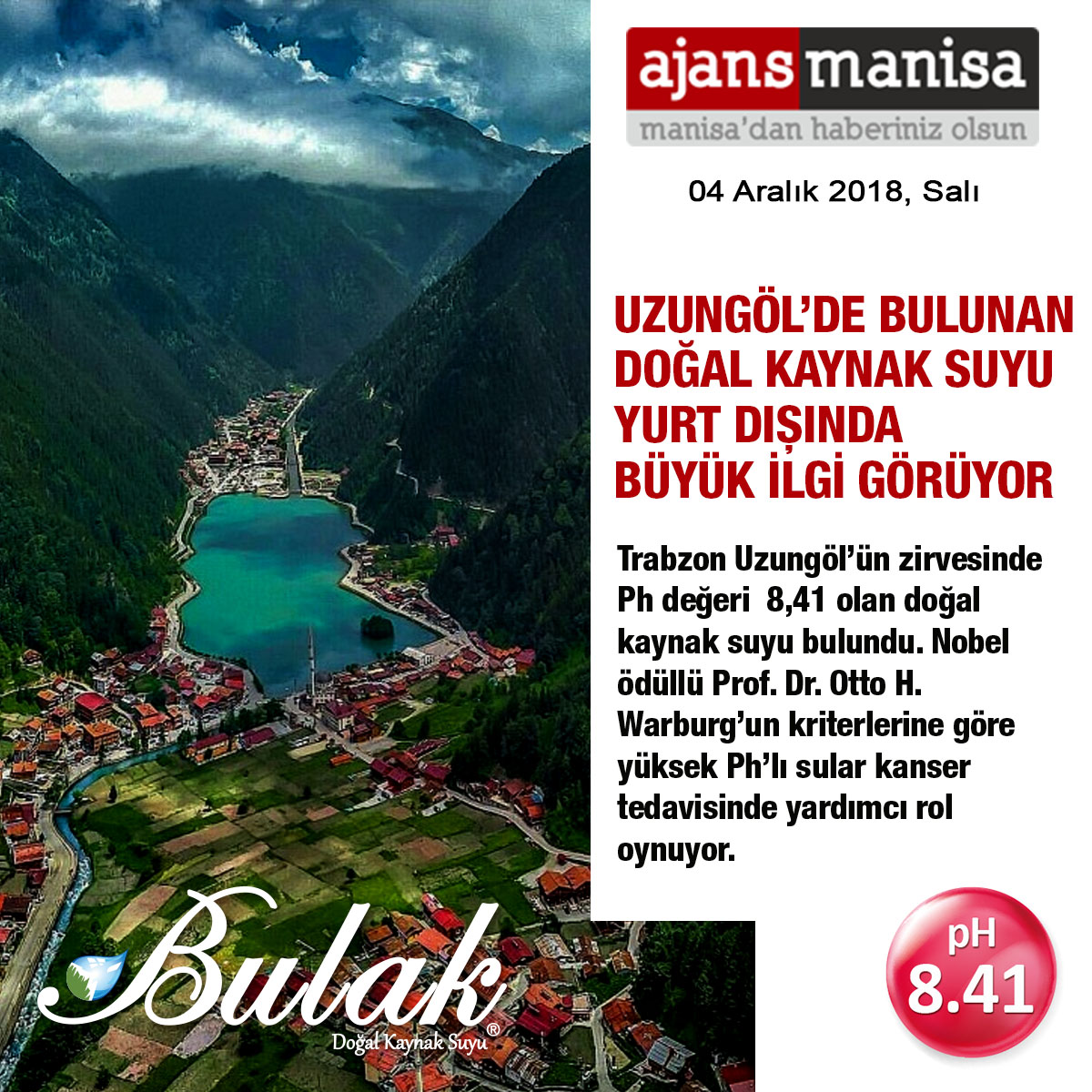 Ajans Manisa: Türkiye'nin En Yüksek pH'lı Suyu Uzungöl'de Bulundu