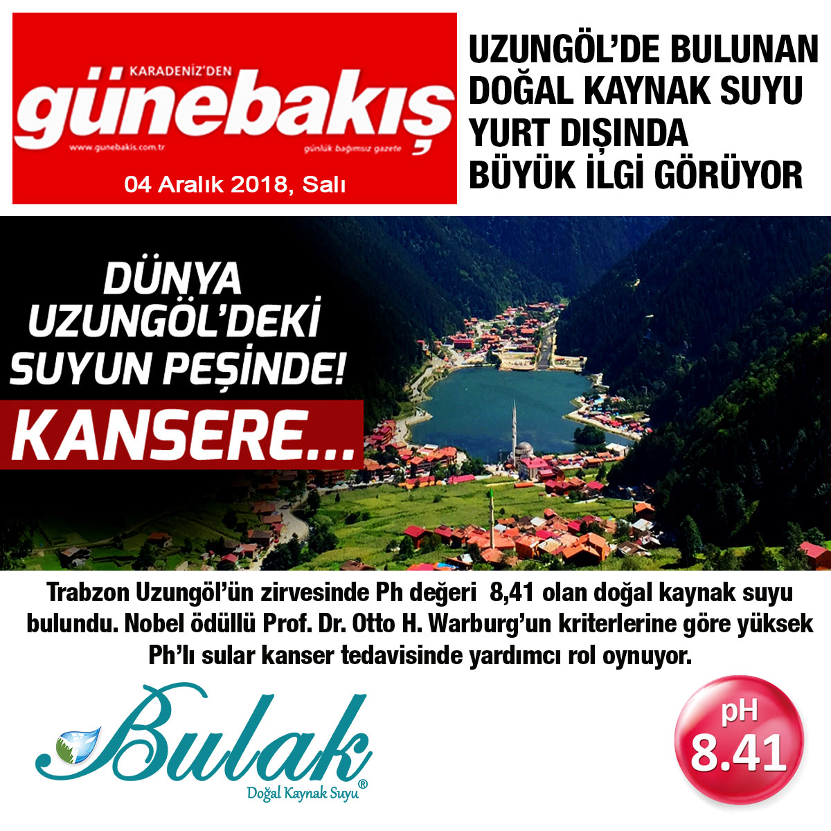 Günebakış: Türkiye'nin En Yüksek pH'lı Suyu Uzungöl'de Bulundu
