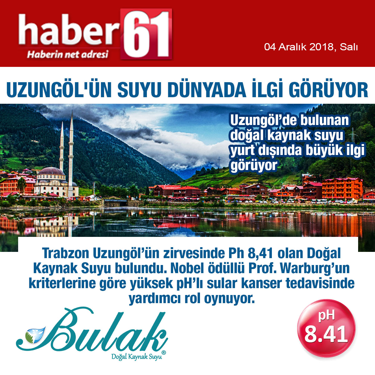Haber 61: Türkiye'nin En Yüksek pH'lı Suyu Uzungöl'de Bulundu