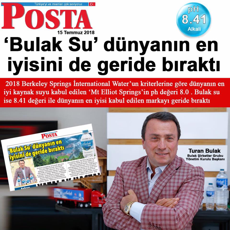 Posta Gazetesi: Bulak Su Dünyanın En İyisini Geride Bıraktı